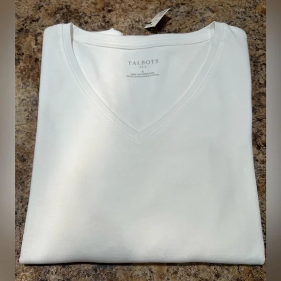 TALBOTS LONG SLEEVE WHITE V-NECK T-SHIRT SZ S - Picture 6 of 6